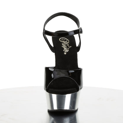Pleaser Womens Sandals DELIGHT-609 Blk/Slv Chrome