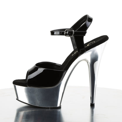 Pleaser Womens Sandals DELIGHT-609 Blk/Slv Chrome