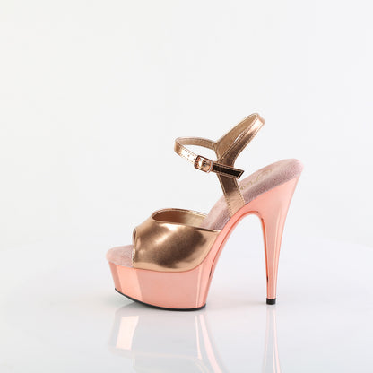 Pleaser Womens Sandals DELIGHT-609 Rose Gold Met. Pu/Rose Gold Chrome