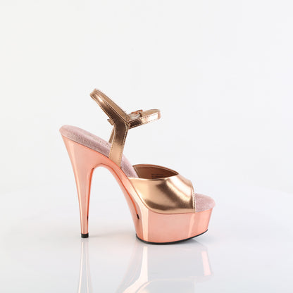 Pleaser Womens Sandals DELIGHT-609 Rose Gold Met. Pu/Rose Gold Chrome