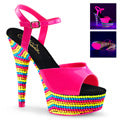 Pleaser Sandalias para mujeres DELIGHT-609Rbs Neon H. Pink Pat/Neon Multi
