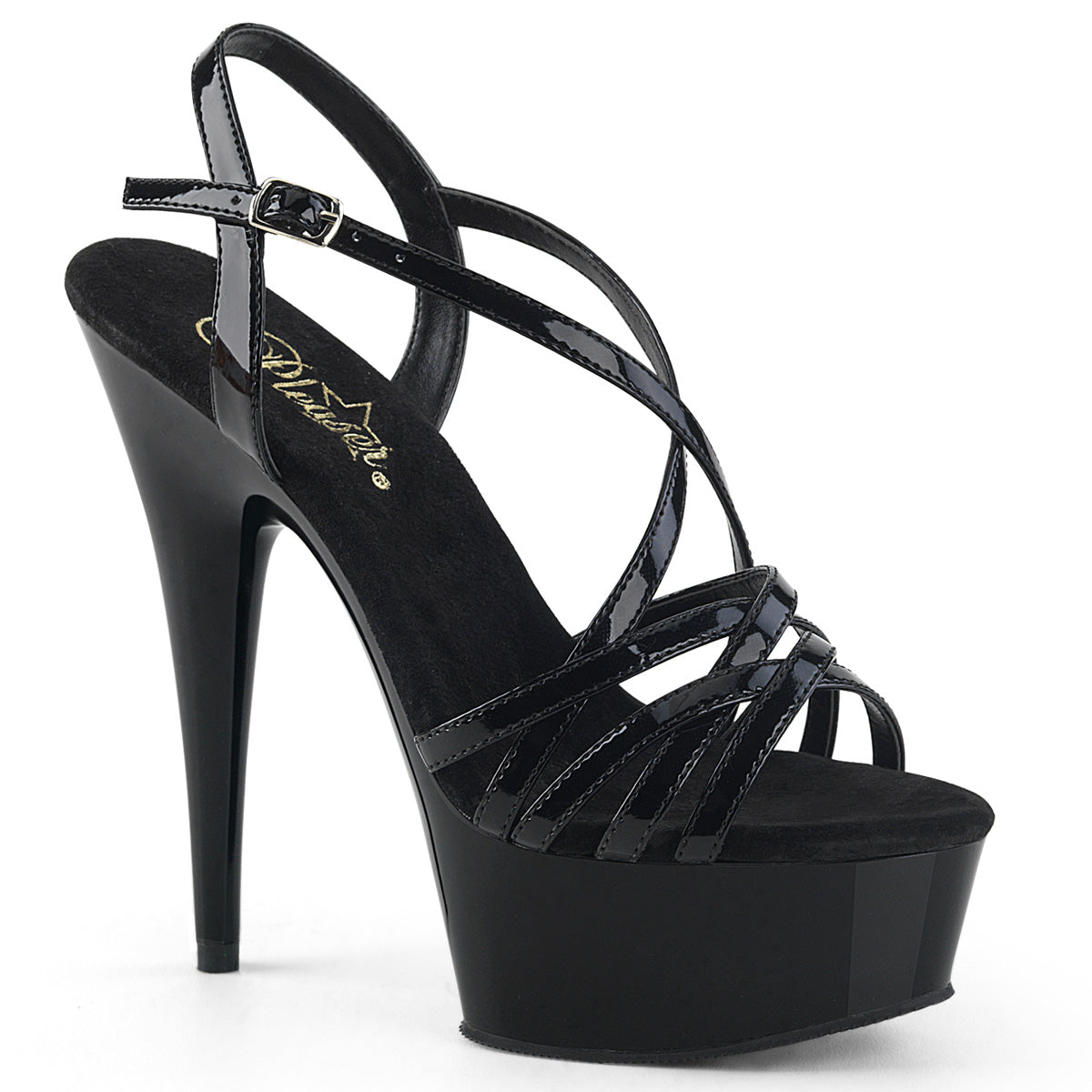 Pleaser Womens Sandals DELIGHT-613 Blk Pat/Blk
