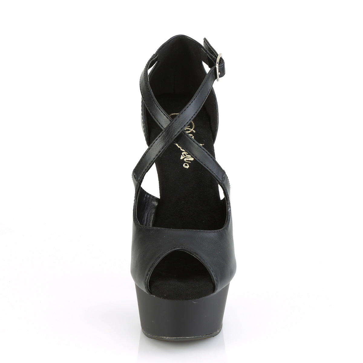 Pleaser Womens Sandals DELIGHT-621 Blk Faux Leather/Blk Matte