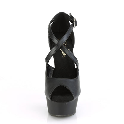 Pleaser Womens Sandals DELIGHT-621 Blk Faux Leather/Blk Matte