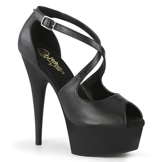 Pleaser Womens Sandals DELIGHT-621 Blk Faux Leather/Blk Matte