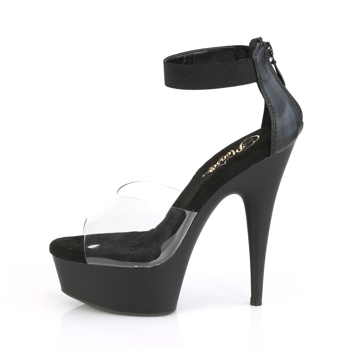 Pleaser Sandalias para mujer DELIGHT-624 CLR-BLK BANDA ELASTIC / BLK MATE