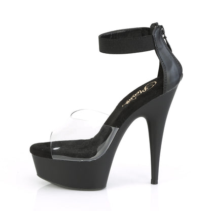 Pleaser Sandalias para mujer DELIGHT-624 CLR-BLK BANDA ELASTIC / BLK MATE
