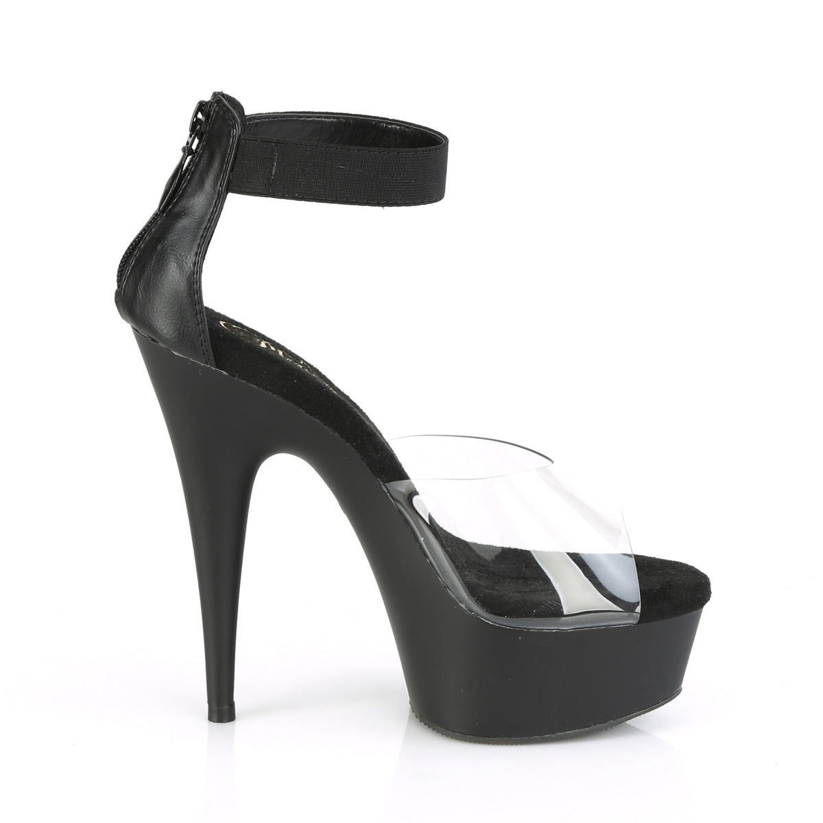 Pleaser Sandalias para mujer DELIGHT-624 CLR-BLK BANDA ELASTIC / BLK MATE