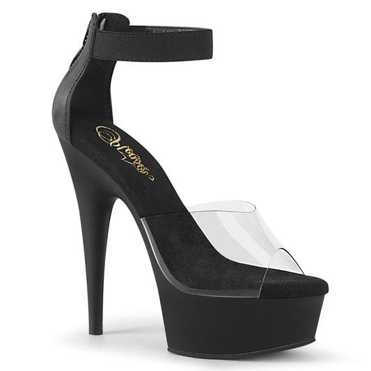Pleaser Sandalias para mujer DELIGHT-624 CLR-BLK BANDA ELASTIC / BLK MATE
