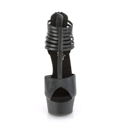 Pleaser Womens Sandals DELIGHT-626 Blk Faux Leather/Blk Matte