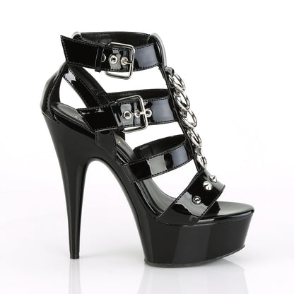 Pleaser Womens Sandals DELIGHT-658 Blk Pat/Blk