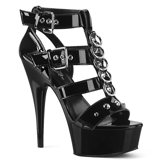 Pleaser Womens Sandals DELIGHT-658 Blk Pat/Blk