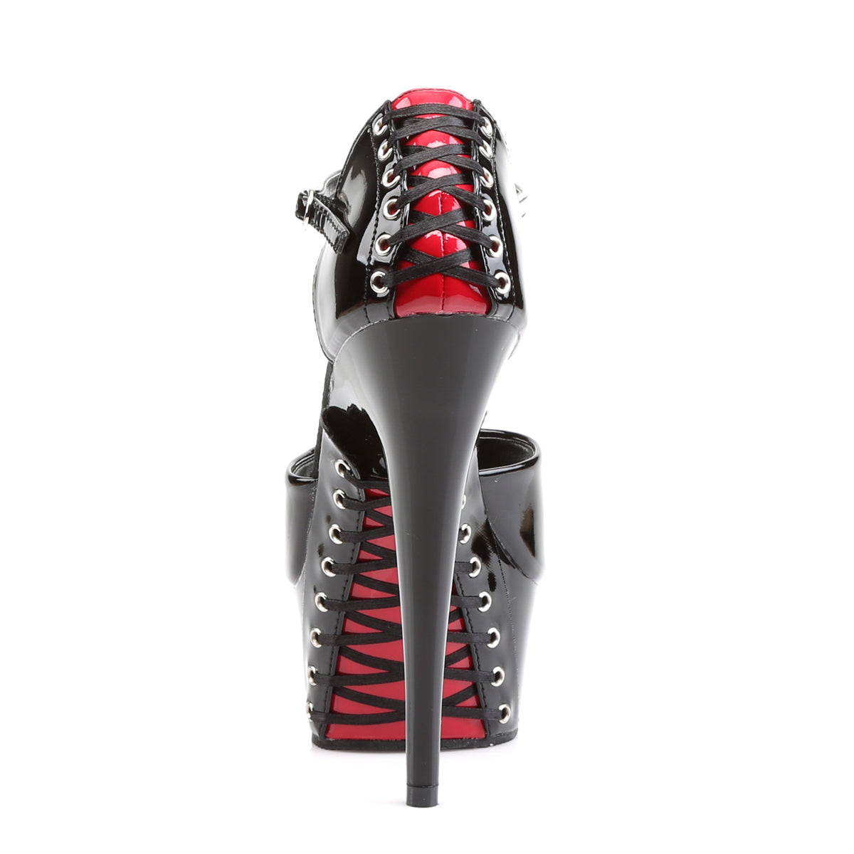 Pleaser Sandalias para mujer DELIGHT-660fh BLK-RED PAT / BLK