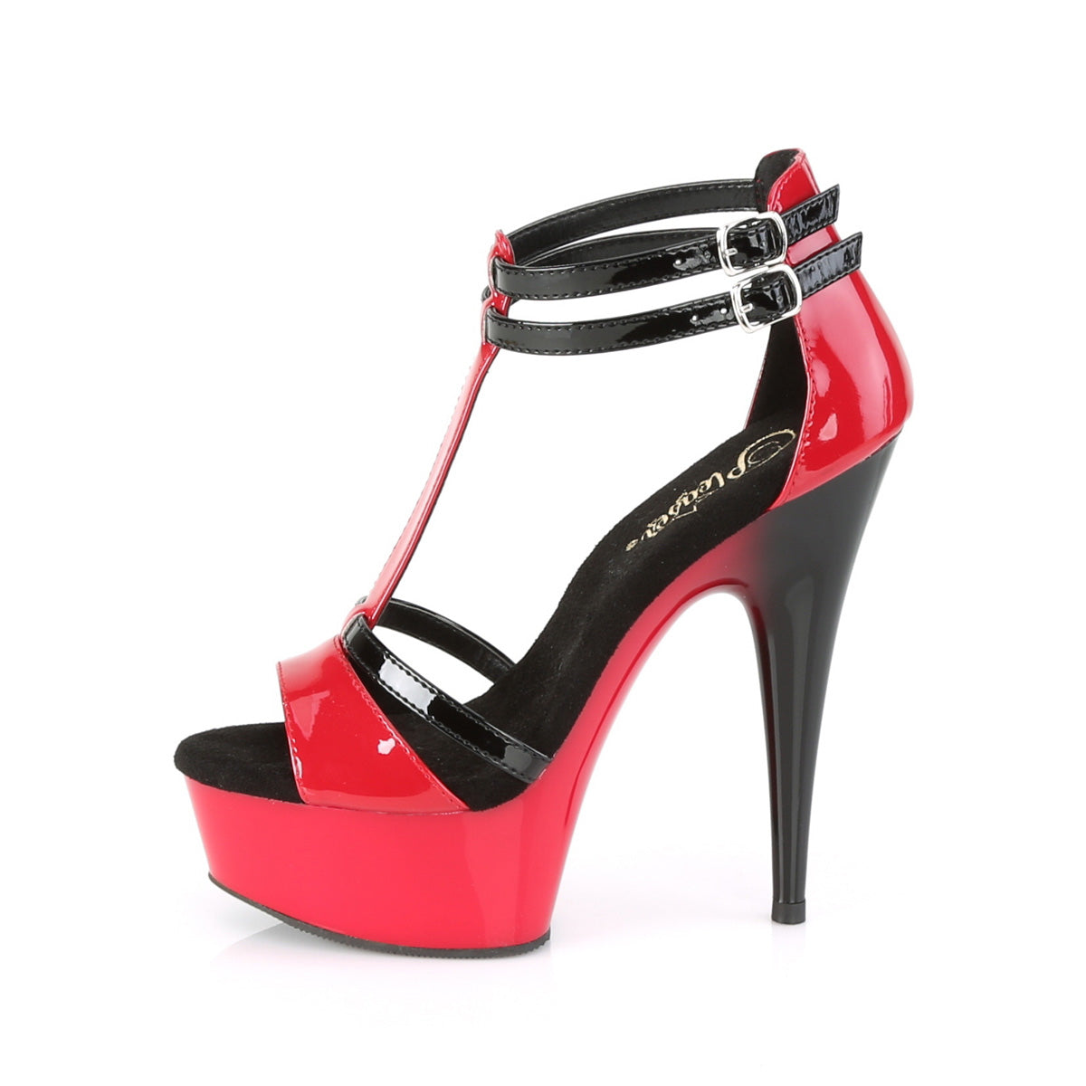 Pleaser Sandalias para mujer DELIGHT-663 Red-Blk Pat / Red-Blk