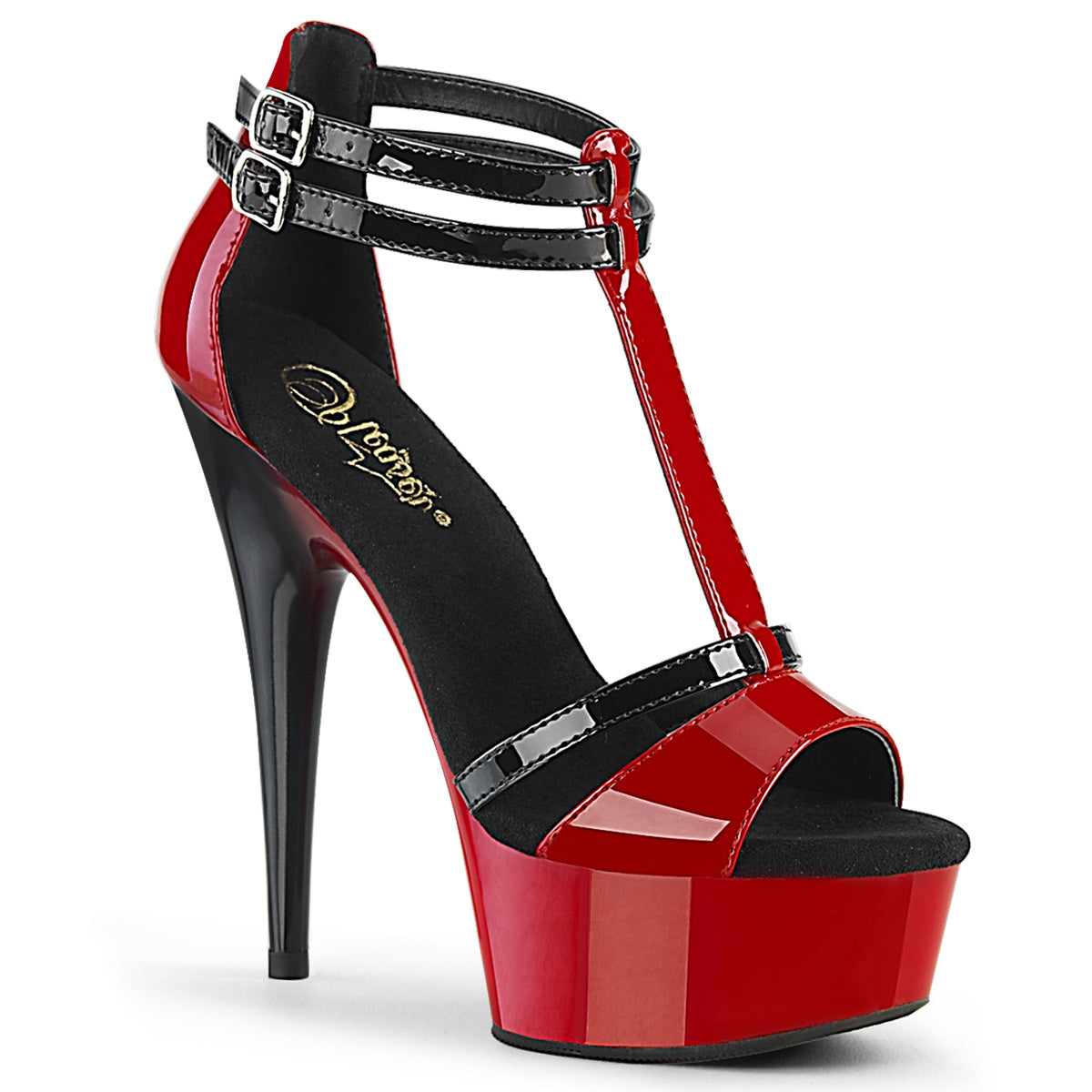 Pleaser Sandalias para mujer DELIGHT-663 Red-Blk Pat / Red-Blk