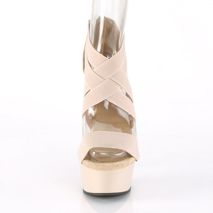 Pleaser Womens Sandals DELIGHT-669 Nude Elastic Band-Faux Leather/Nude Matte