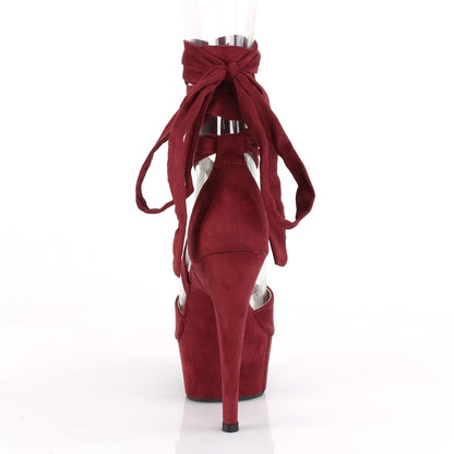 Pleaser Womens Sandals DELIGHT-679 Burgundy Faux Suede/Burgundy Faux Suede