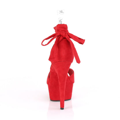 Pleaser Womens Sandals DELIGHT-679 Red Faux Suede/Red Faux Suede