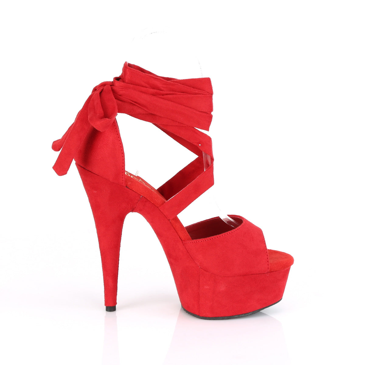 Pleaser Sandalias para mujer DELIGHT-679 Gamuza Red Faux / Red Faux Suede
