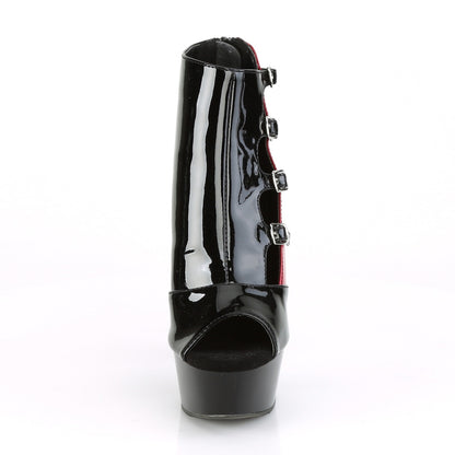 Pleaser Sandalias para mujer DELIGHT-681 BLK-RED PAT / BLK