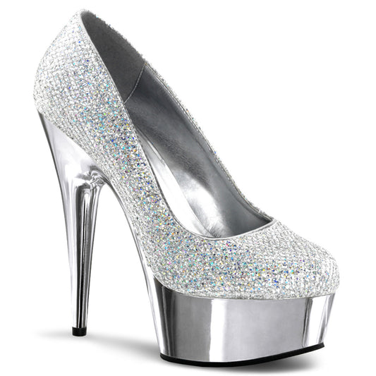 Pleaser Sandalias para mujer DELIGHT-685g SLV Multi Gltr / SLV Chrome