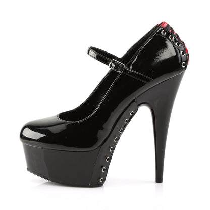 Pleaser Sandalias para mujer DELIGHT-687FH BLK-RED PAT / BLK