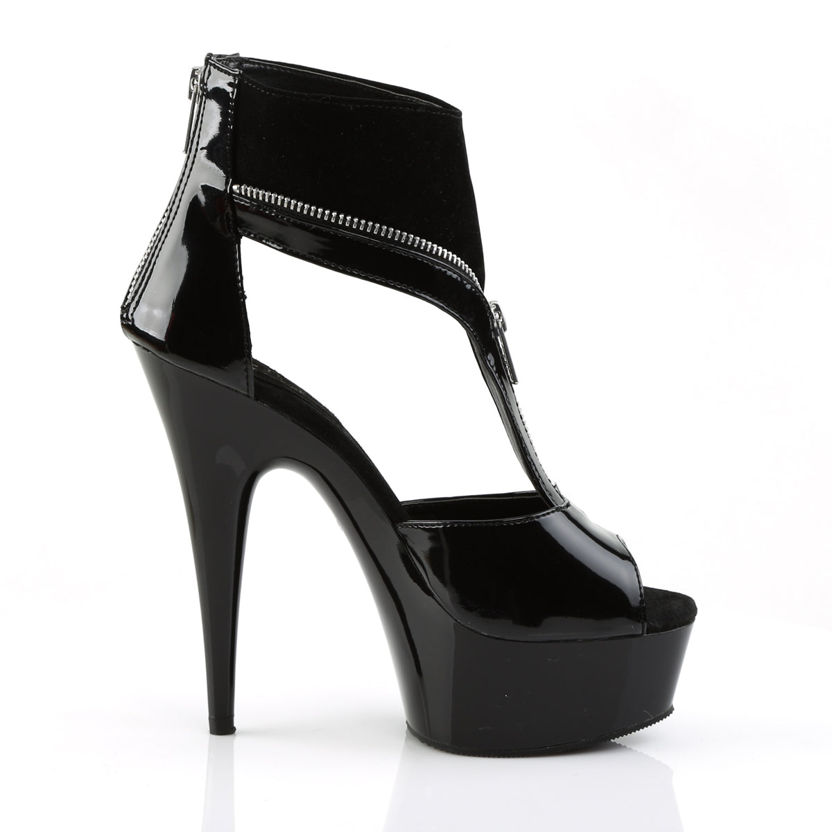 Pleaser Botas de tobillo para mujer DELIGHT-690 BLK PAT-LAMY / BLK