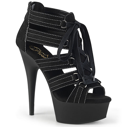 Pleaser Womens Sandals DELIGHT-693 Blk Microfiber/Blk Matte