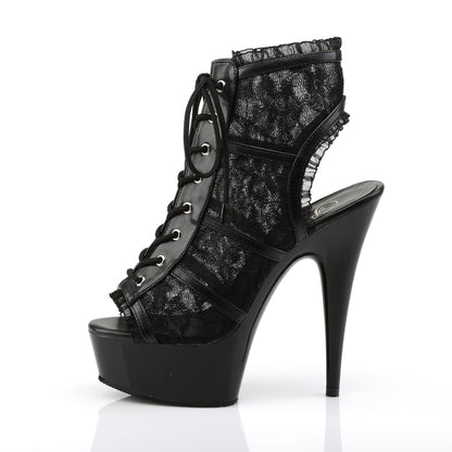 Pleaser Botas de tobillo para mujer DELIGHT-696LC BLK MESH-LACE / BLK