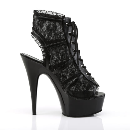 Pleaser Botas de tobillo para mujer DELIGHT-696LC BLK MESH-LACE / BLK