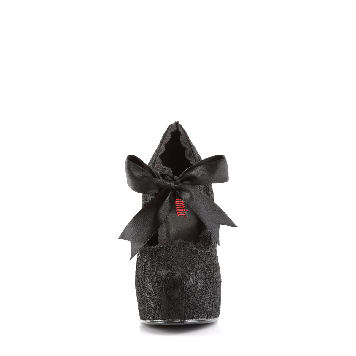 DemoniaCult Womens Pumps DEMON-11 Blk Satin-Blk Lace