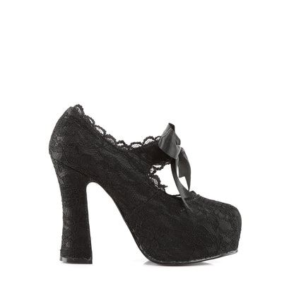 DemoniaCult Womens Pumps DEMON-11 Blk Satin-Blk Lace