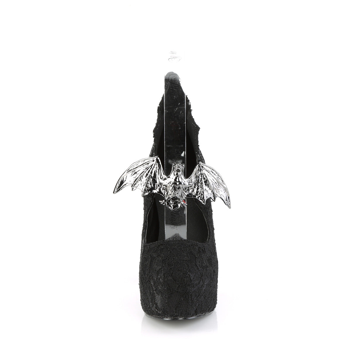 DemoniaCult Bombas de mujeres DEMON-18 BLK encaje negro satinado