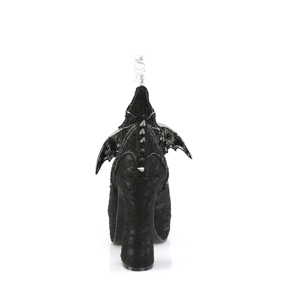 DemoniaCult Bombas de mujeres DEMON-18 BLK encaje negro satinado