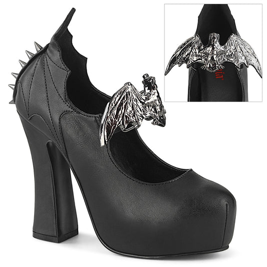 DemoniaCult Bombas de mujer DEMON-18 BLK de cuero vegano