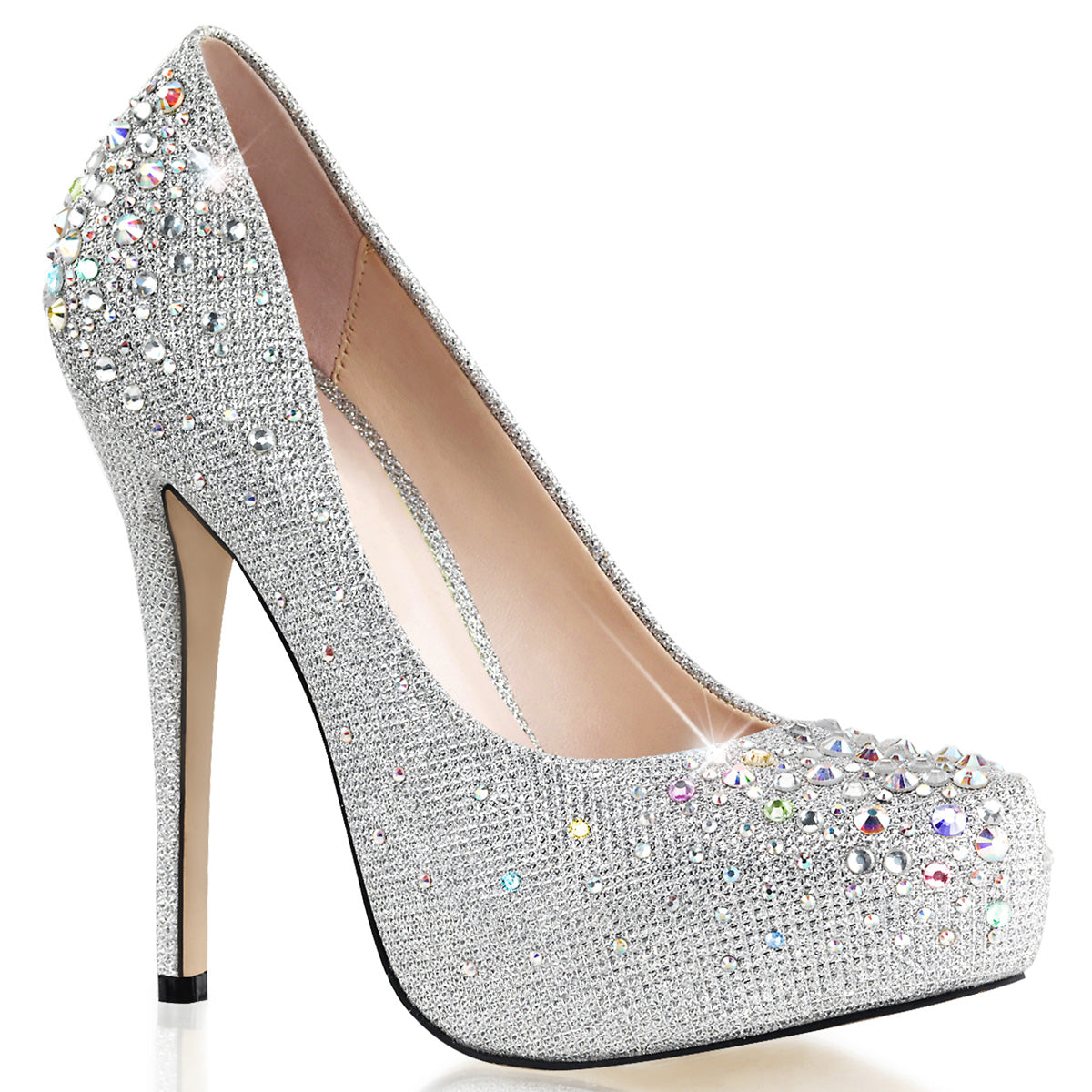 Fabulicious Bombas para mujer DESTINY-06r slv brillo tejido de malla