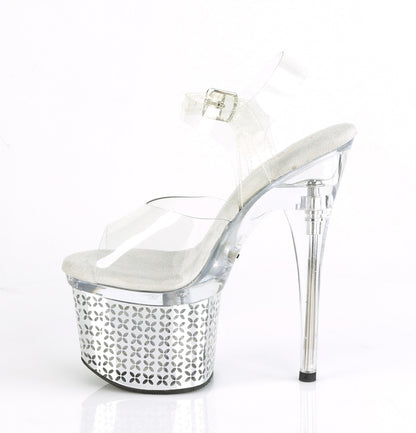 Pleaser Womens Sandals DISCOLITE-708FLP Clr/Slv Chrome