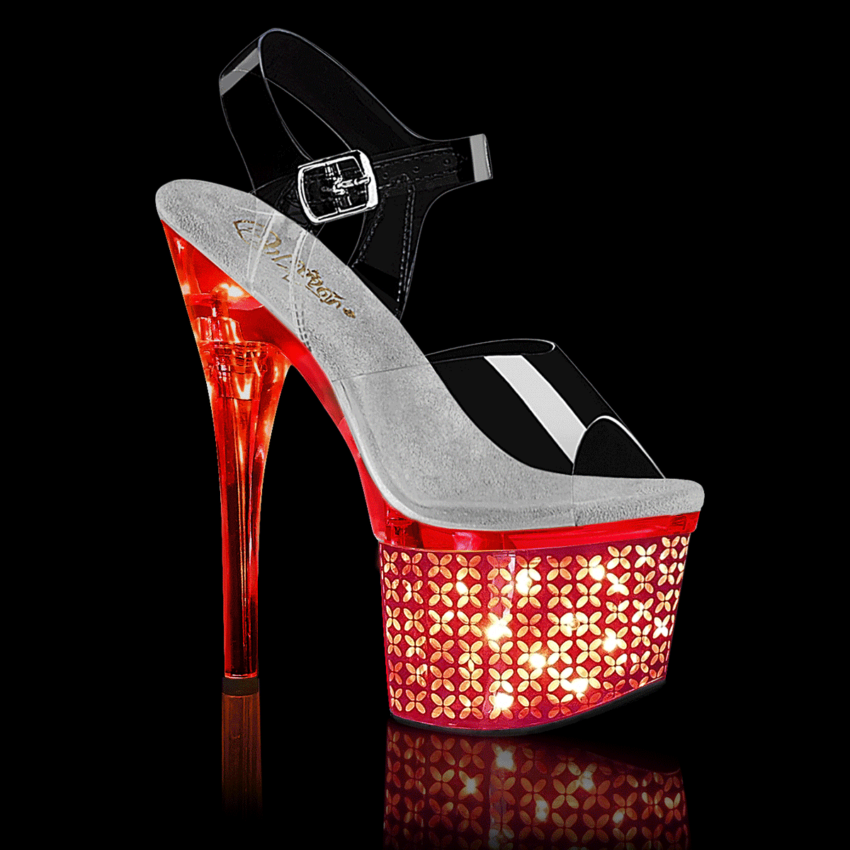 Pleaser Sandalias para mujer DISCOLITE-708FLP CLR / SLV Chrome