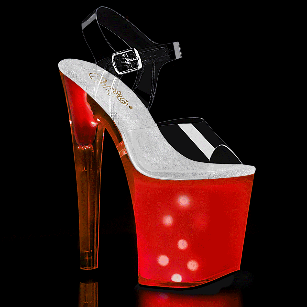 Pleaser Womens Sandals DISCOLITE-808 Clr/White Glow