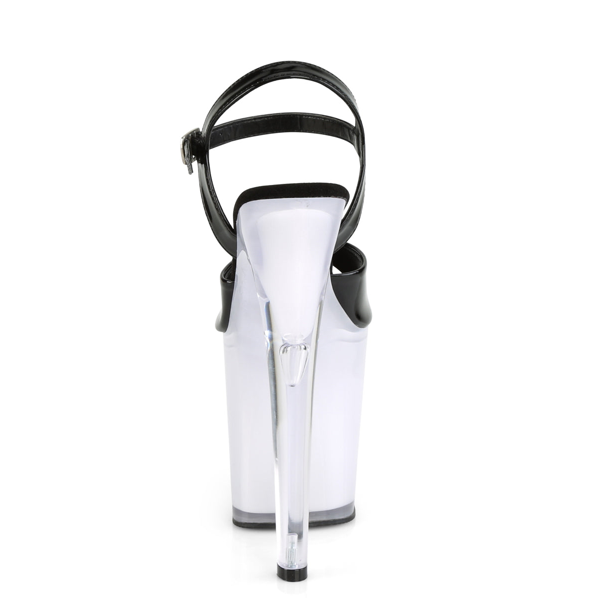 Pleaser Sandalias para mujer DISCOLITE-809 BLK PAT / WHITE GLOW