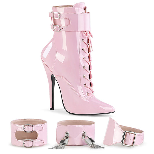 Devious Botas de tobillo para mujer DOMINA-1023 B. PAT rosa