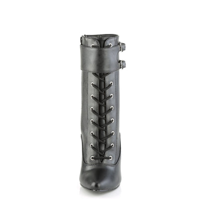Devious Botas de tobillo para mujer DOMINA-1023 Blk Faux Cuero