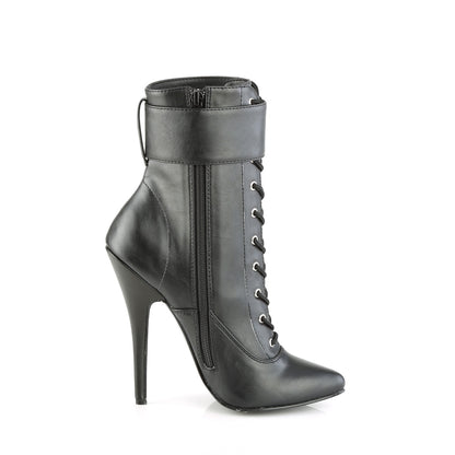 Devious Botas de tobillo para mujer DOMINA-1023 Blk Faux Cuero