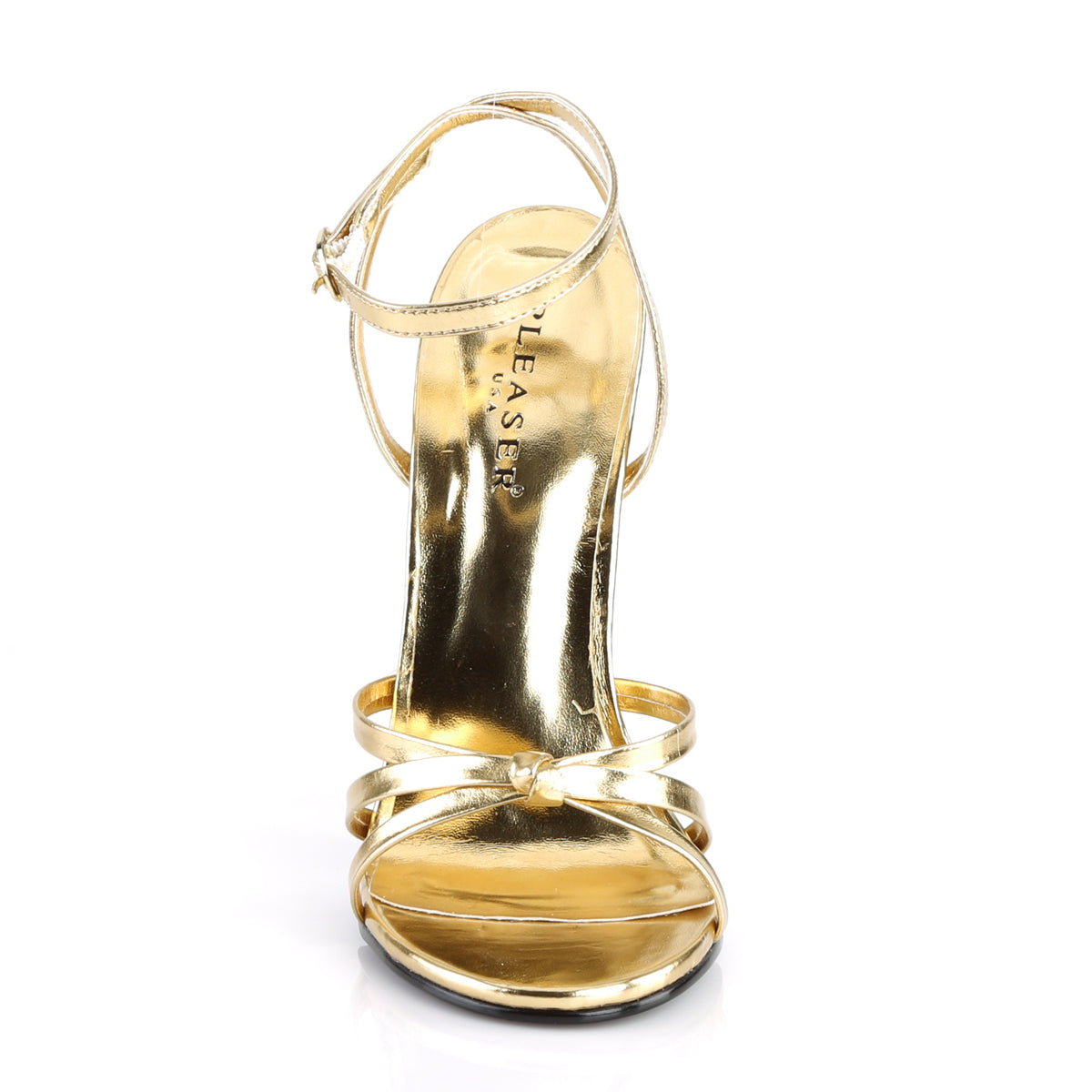Devious Sandalias para mujer DOMINA-108 PU metálica dorada
