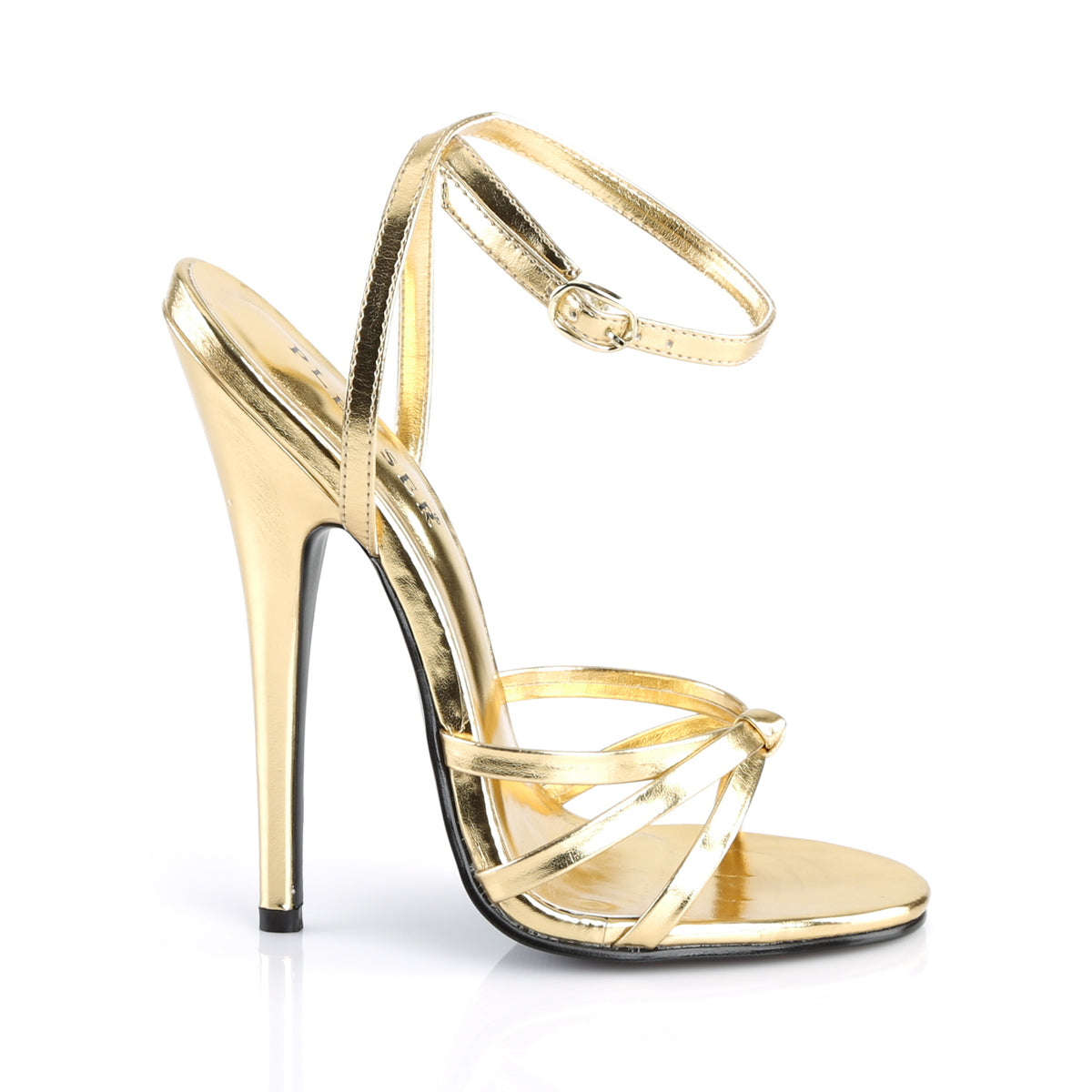 Devious Sandalias para mujer DOMINA-108 PU metálica dorada