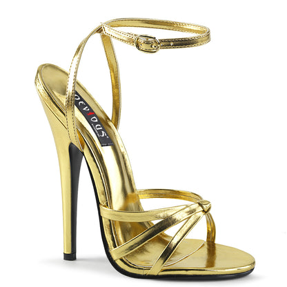 Devious Womens Sandals DOMINA-108 Gold Metallic Pu
