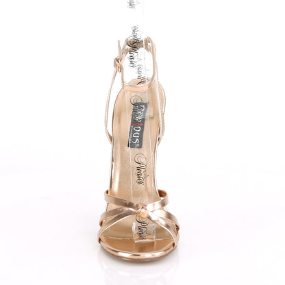 Devious Sandalias para mujer DOMINA-108 PU metálica de oro rosa