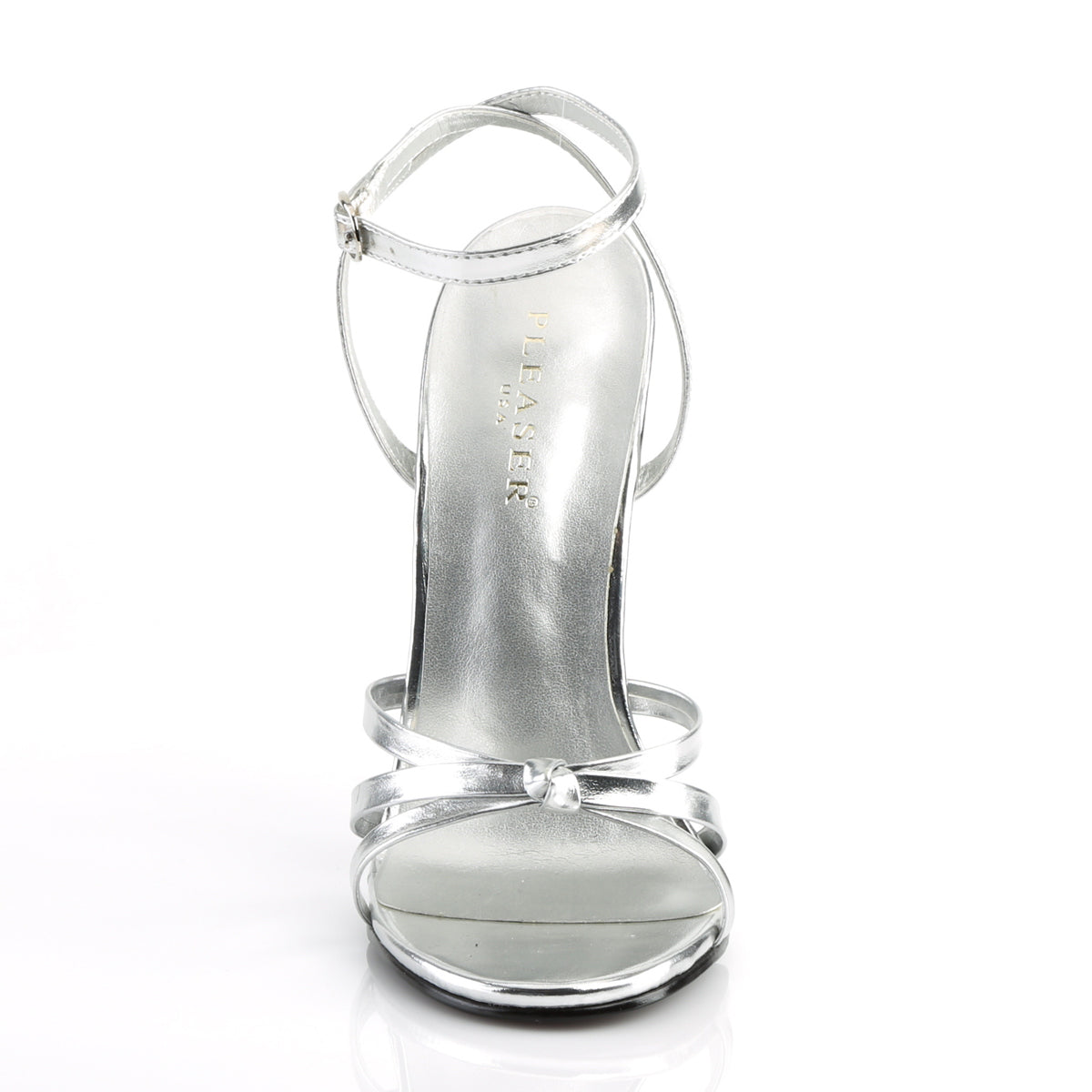 Devious Sandalias para mujer DOMINA-108 PU de plata metálica