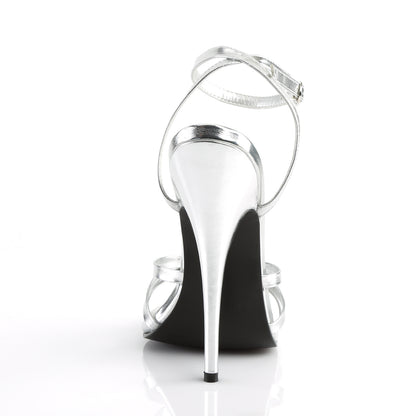 Devious Sandalias para mujer DOMINA-108 PU de plata metálica