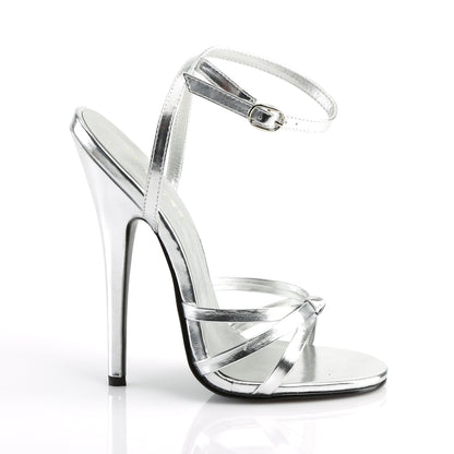 Devious Sandalias para mujer DOMINA-108 PU de plata metálica